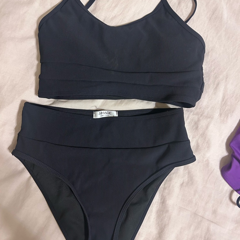 Classic Black Bandeau Bikini Swim Set